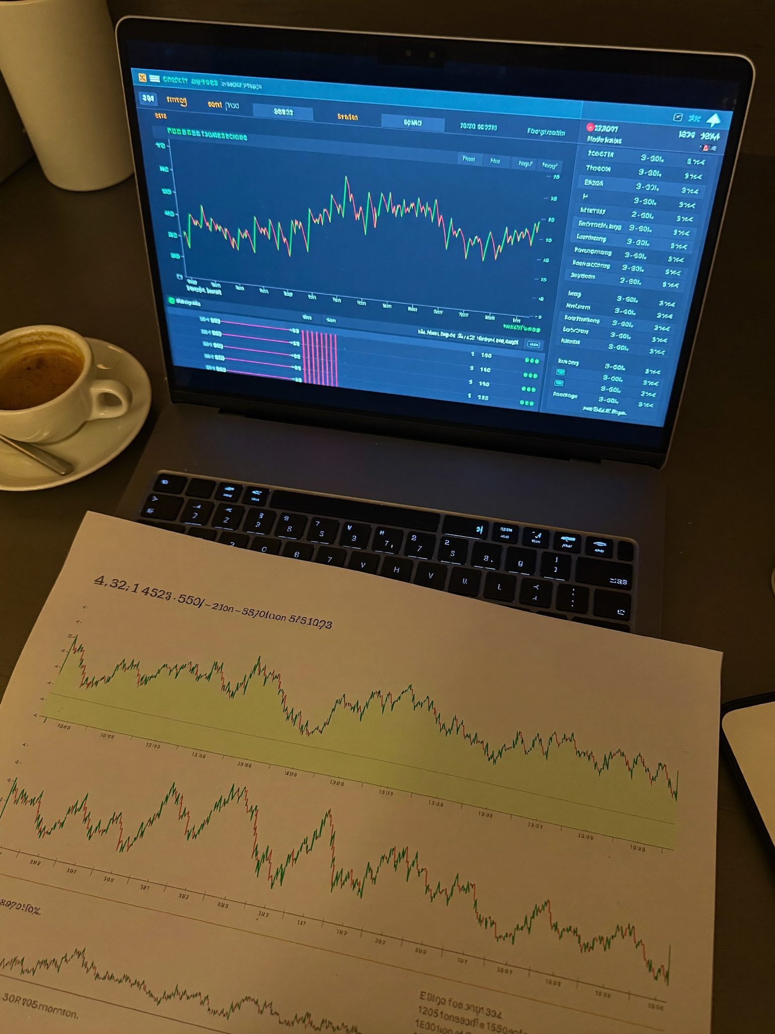 A consultant reviewing a financial report analysis at a desk